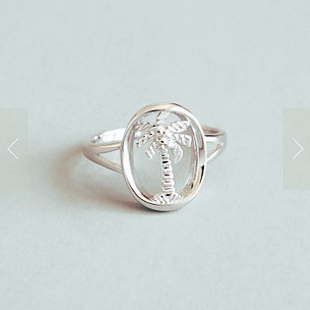 925 Sterling Silver Tree of Life Palm Tree Open Tree Ring Botanic Ring for Her